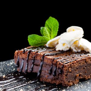 Appetizing chocolate brownie.