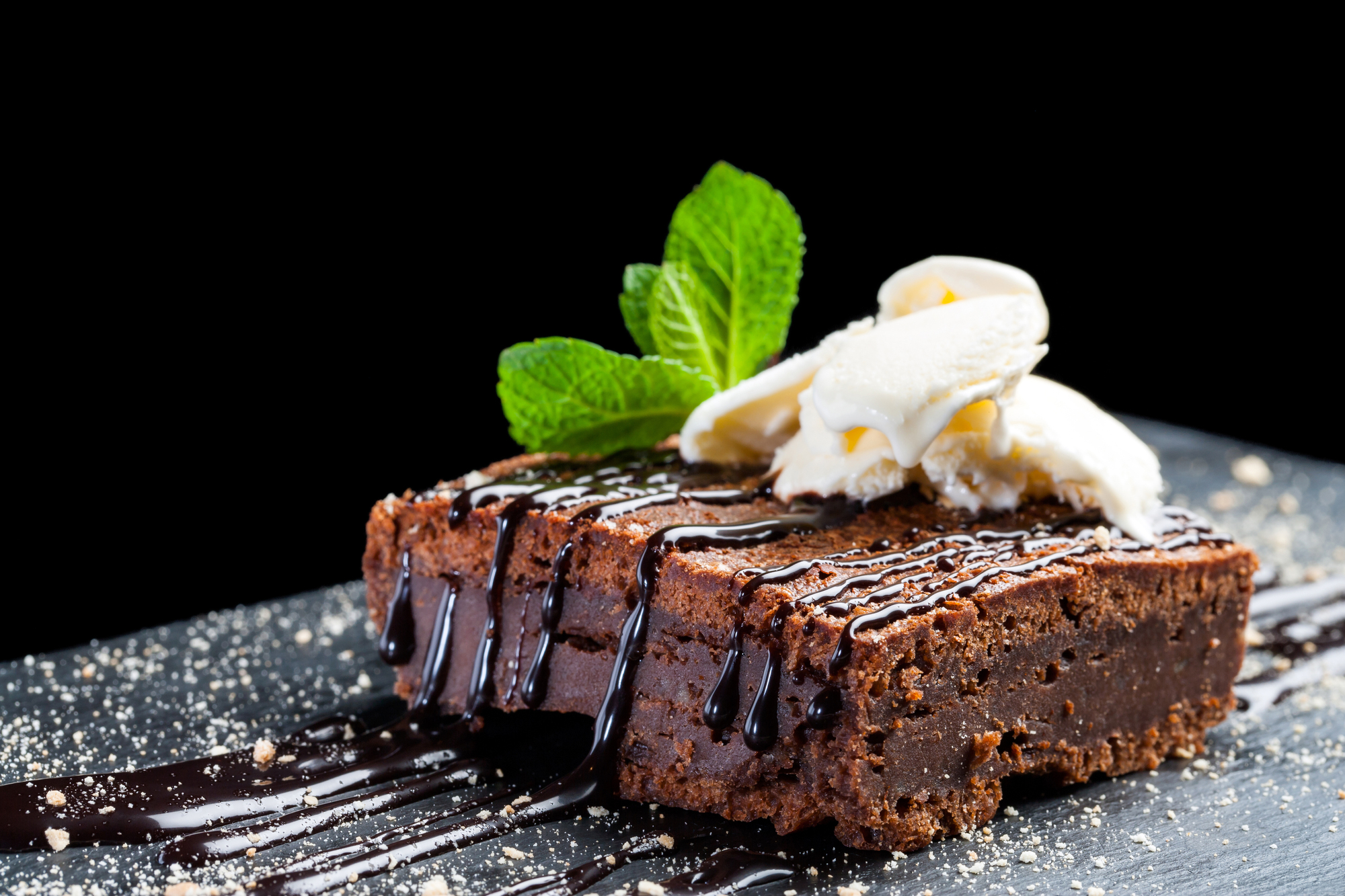 Appetizing chocolate brownie.